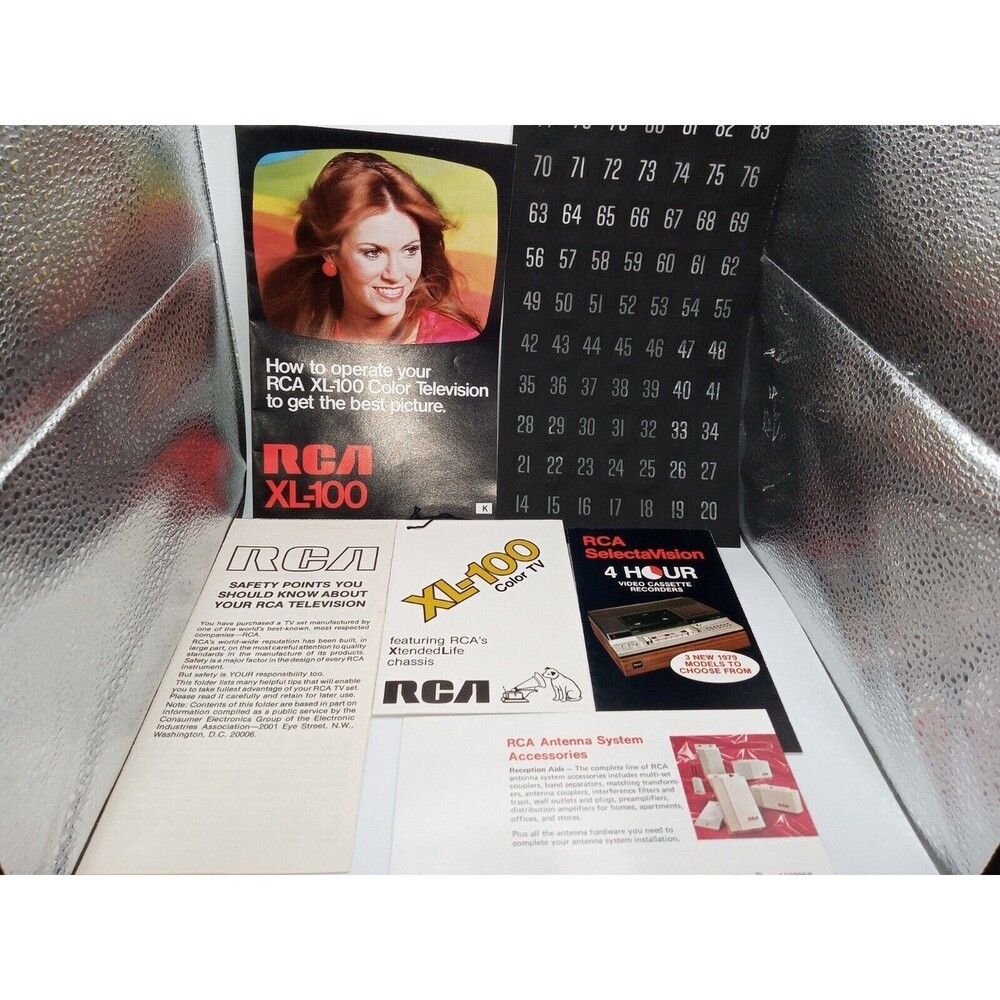 RCA ColorTrak XL-100 Color TV 1989 Owners Manual W/ Original Documents & Numbers